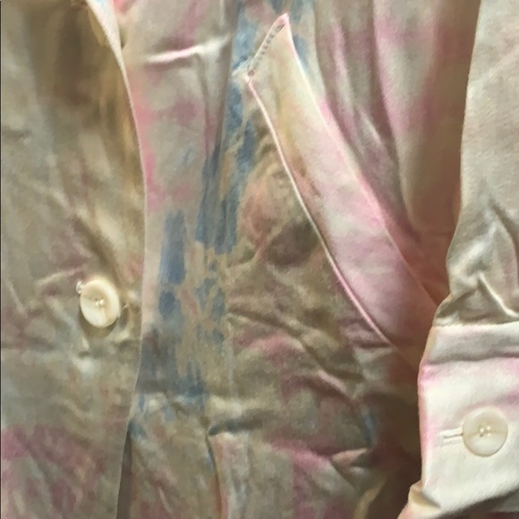 Something Navy Satin Trench Coat Pink Blue Tie Dye - Picture 5 of 6